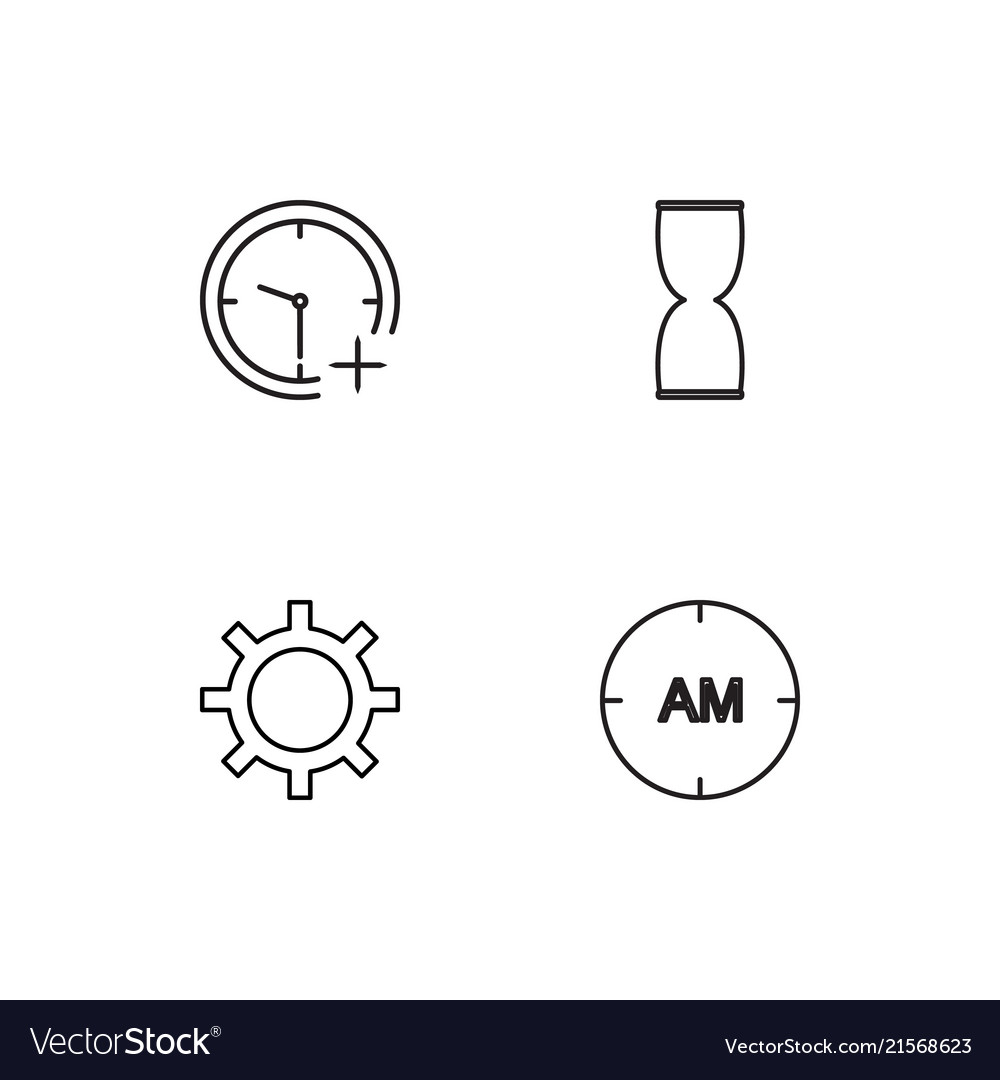 Time linear icons set simple outline