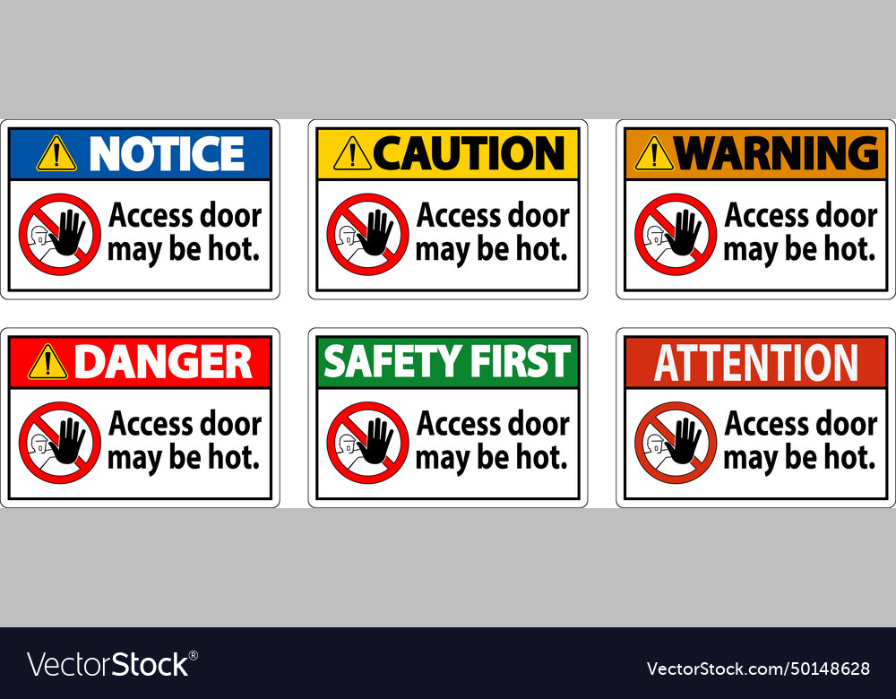 Caution sign access door may be hot Royalty Free Vector