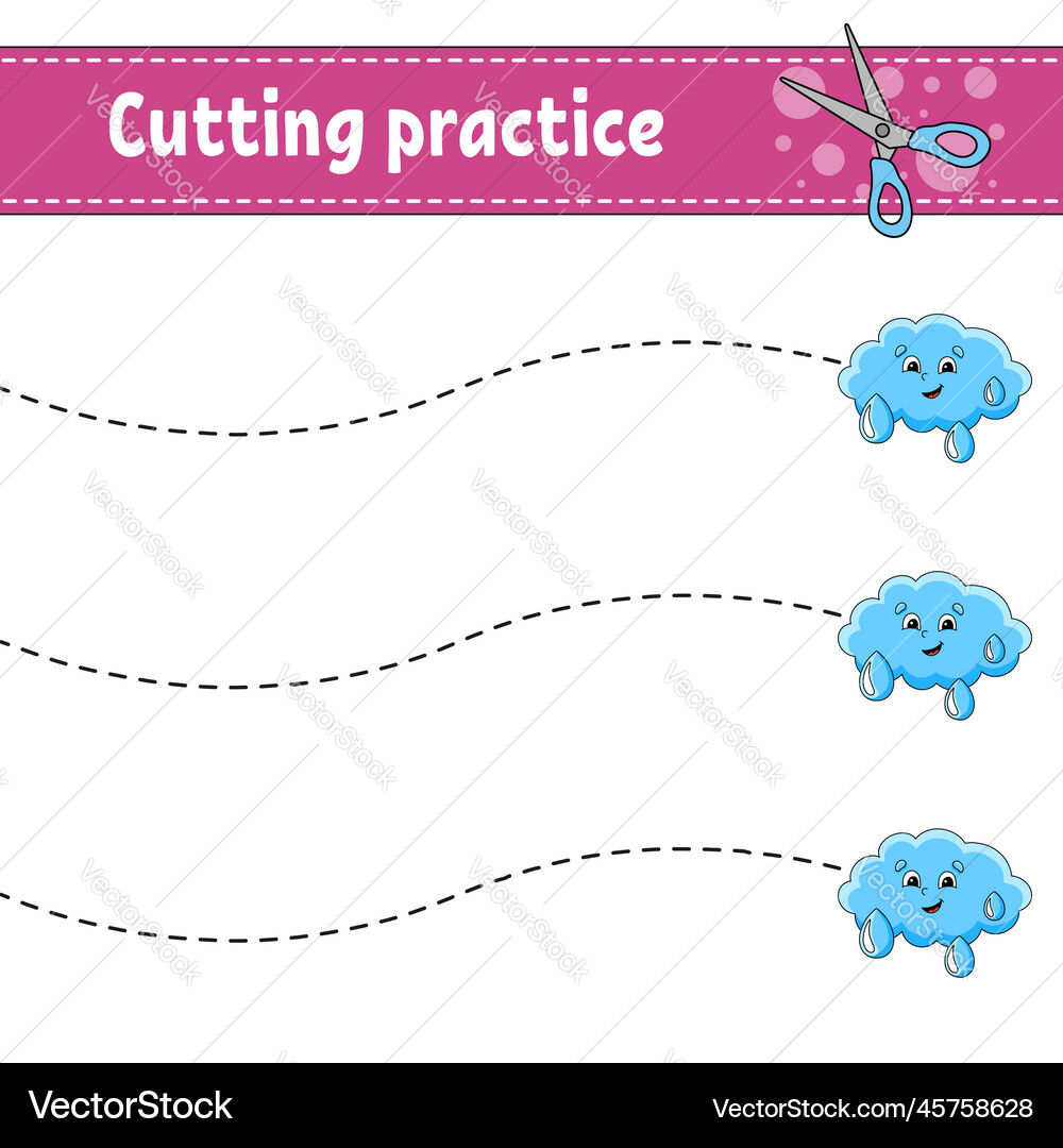 Cutting practice for kids education developing Vector Image