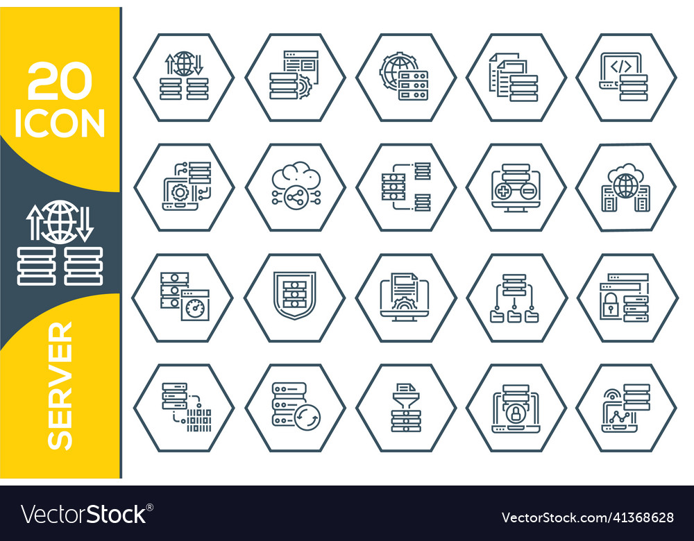 Database server and cloud service line icons