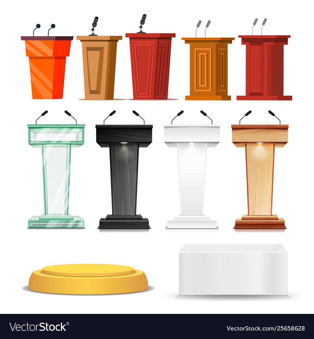 Different debate rostrum and podium set Royalty Free Vector