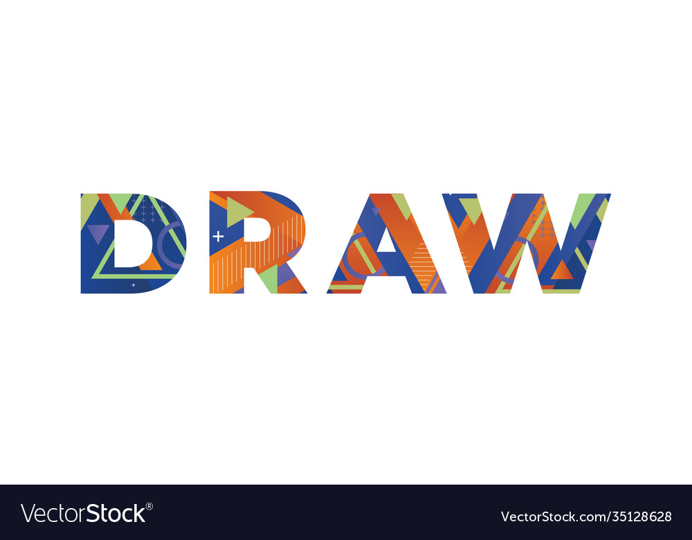 Draw concept retro colorful word art Royalty Free Vector