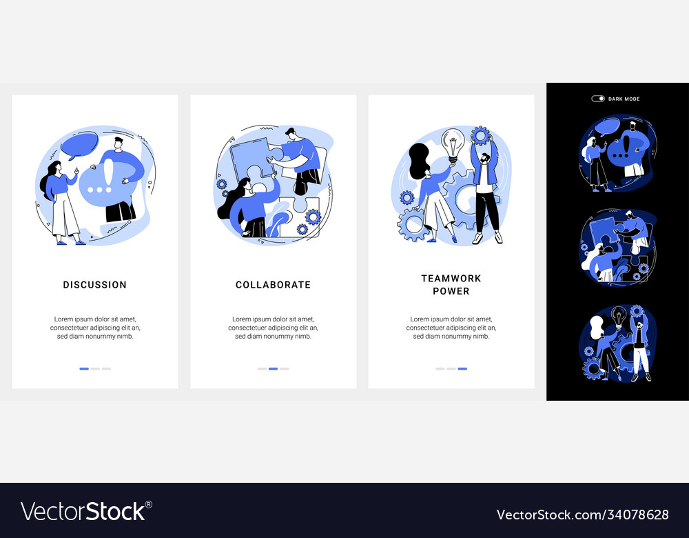 Effective team-working mobile app ui kit vector image Effective team-working mobile app ui kit