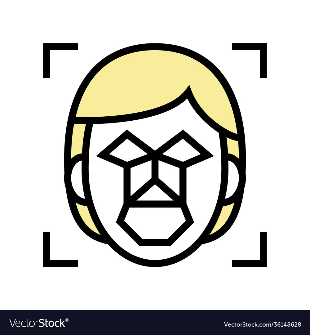 Face recognition points and structure color icon vector image Face recognition points and structure color icon