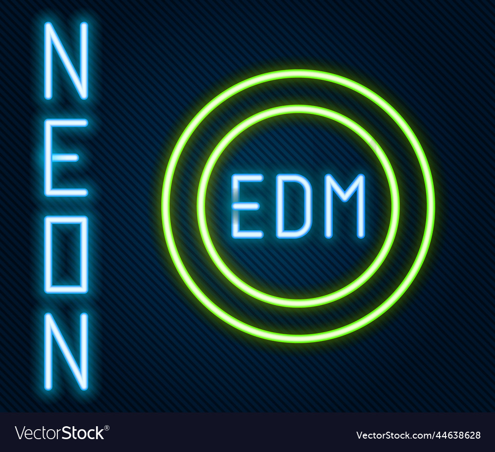 Glowing neon line edm electronic dance music icon vector image Glowing neon line edm electronic dance music icon