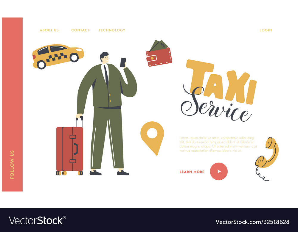 Man with luggage calling or using application Vector Image Man with luggage calling or using application