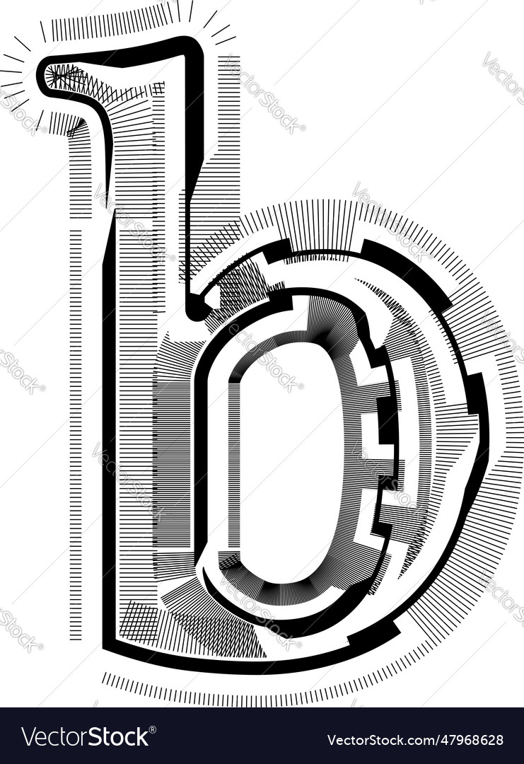 Modern abstract striped design with lines letter b
