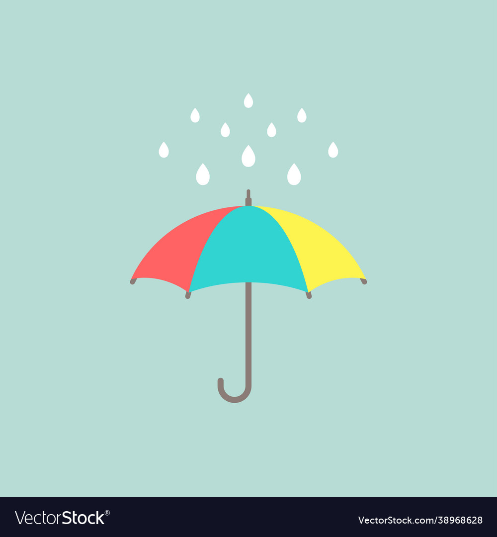 Open colorful funny umbrella with rain drops flat Vector Image