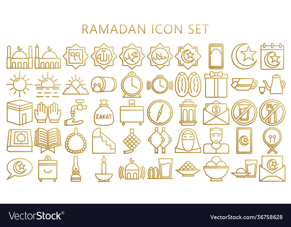 Ramadan islamic icon with gold gradations outline