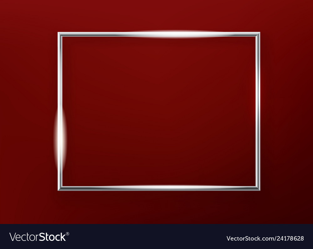 Realistic horizontal shining metal picture frame Vector Image