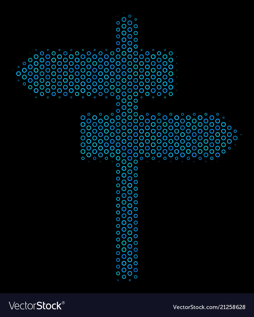 Road pointer mosaic icon of halftone circles vector image Road pointer mosaic icon of halftone circles