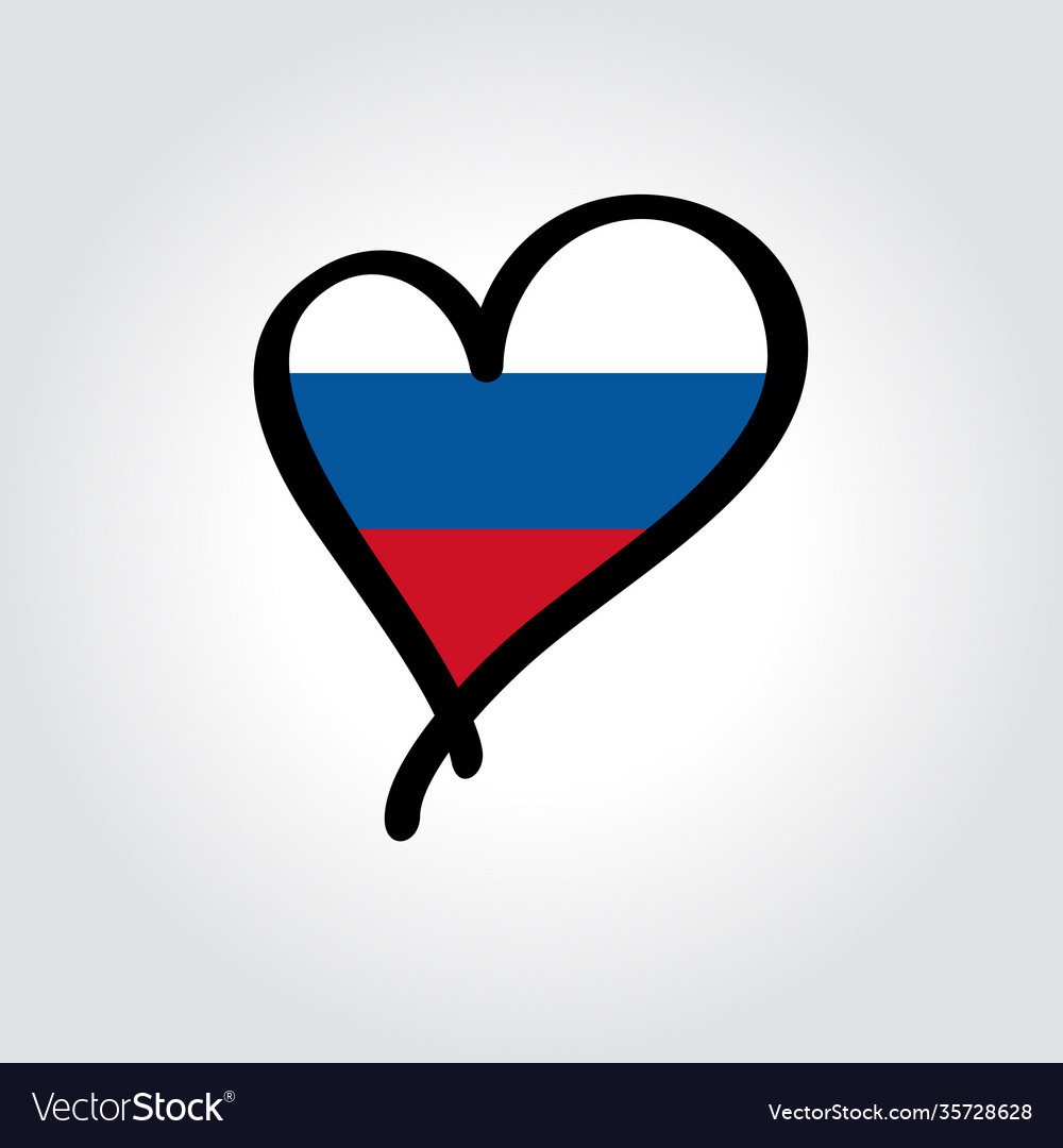 I love Russia. Heart shape national country flag icon Stock Vector