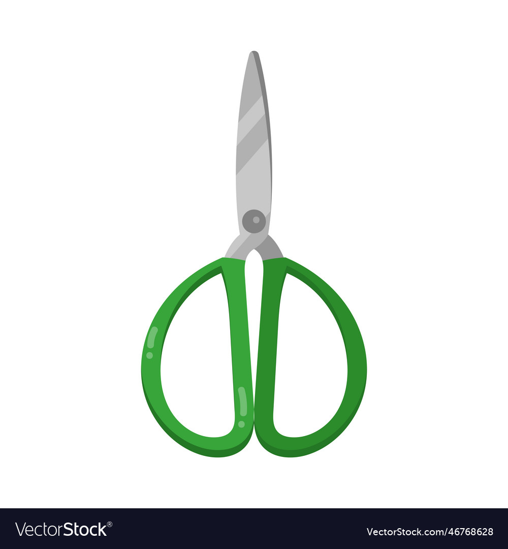 Scissors with green handle cartoon Royalty Free Vector Image