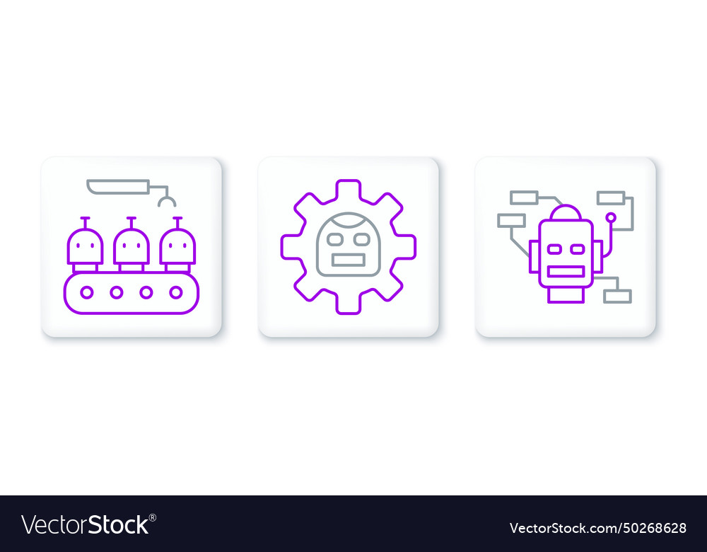 Set line robot industrial production of robots
