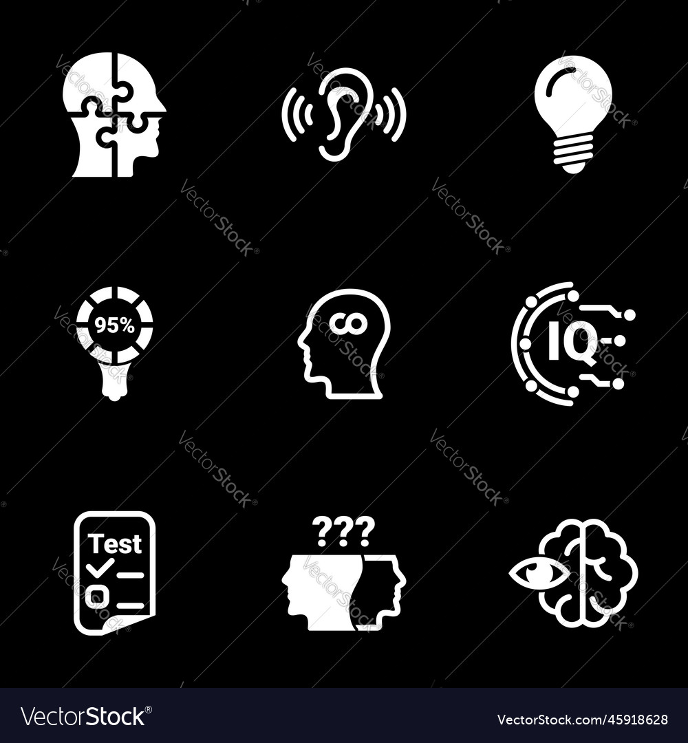 Set of simple icons on a theme intellect research vector image Set of simple icons on a theme intellect research