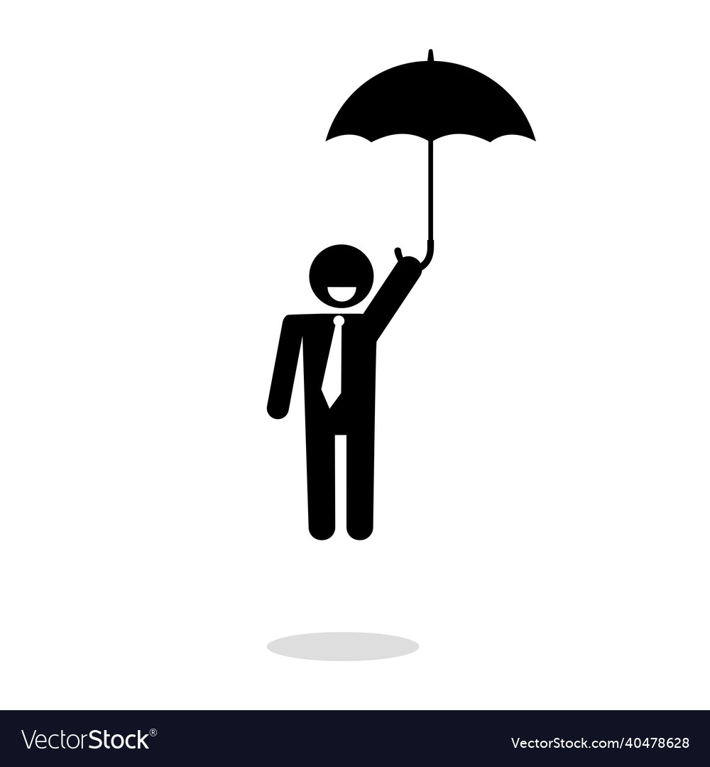 Silhouette of a businessman floating