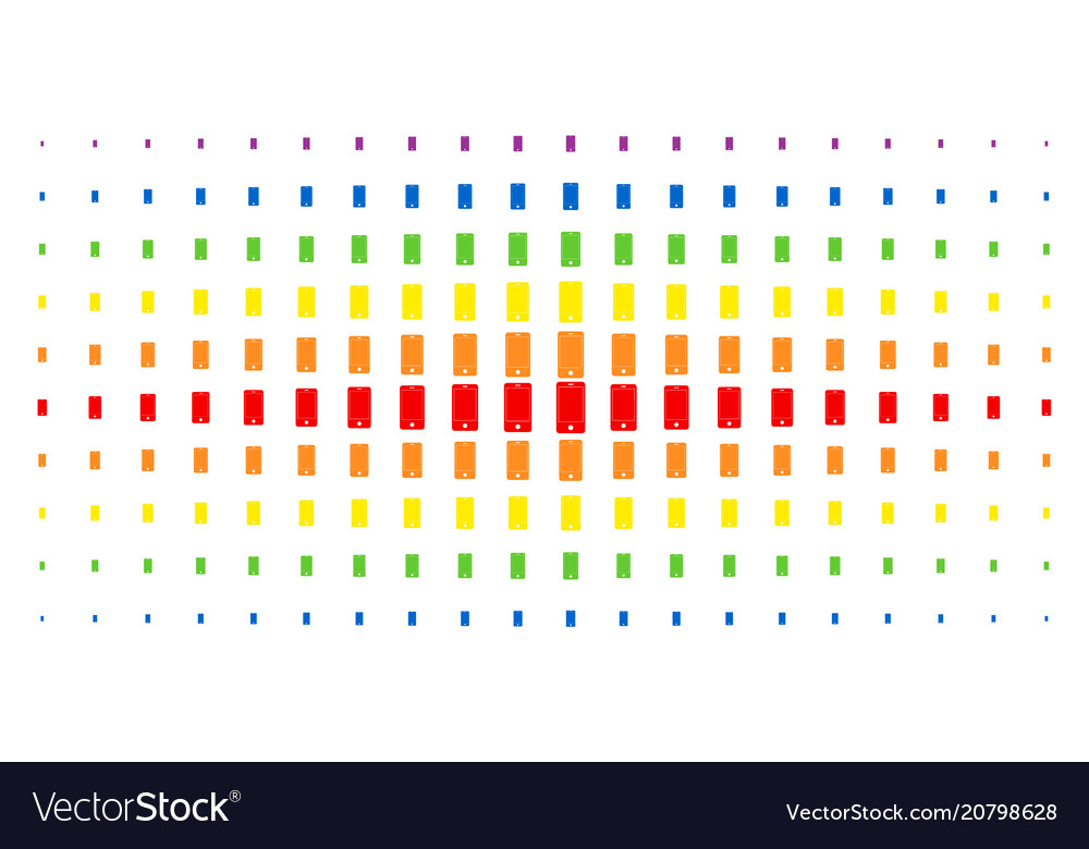 Smartphone spectral halftone array vector image Smartphone spectral halftone array