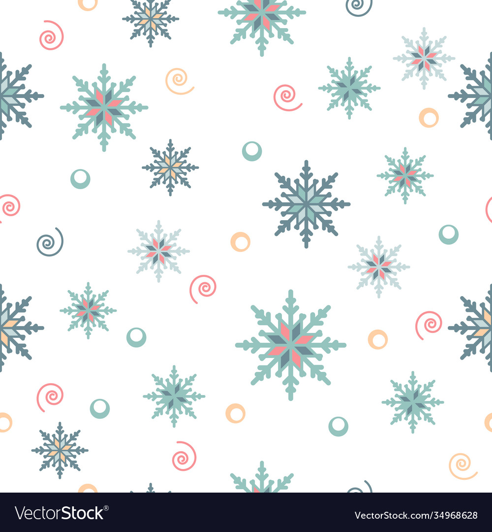 Snowflake seamless pattern white background Vector Image Snowflake seamless pattern white background