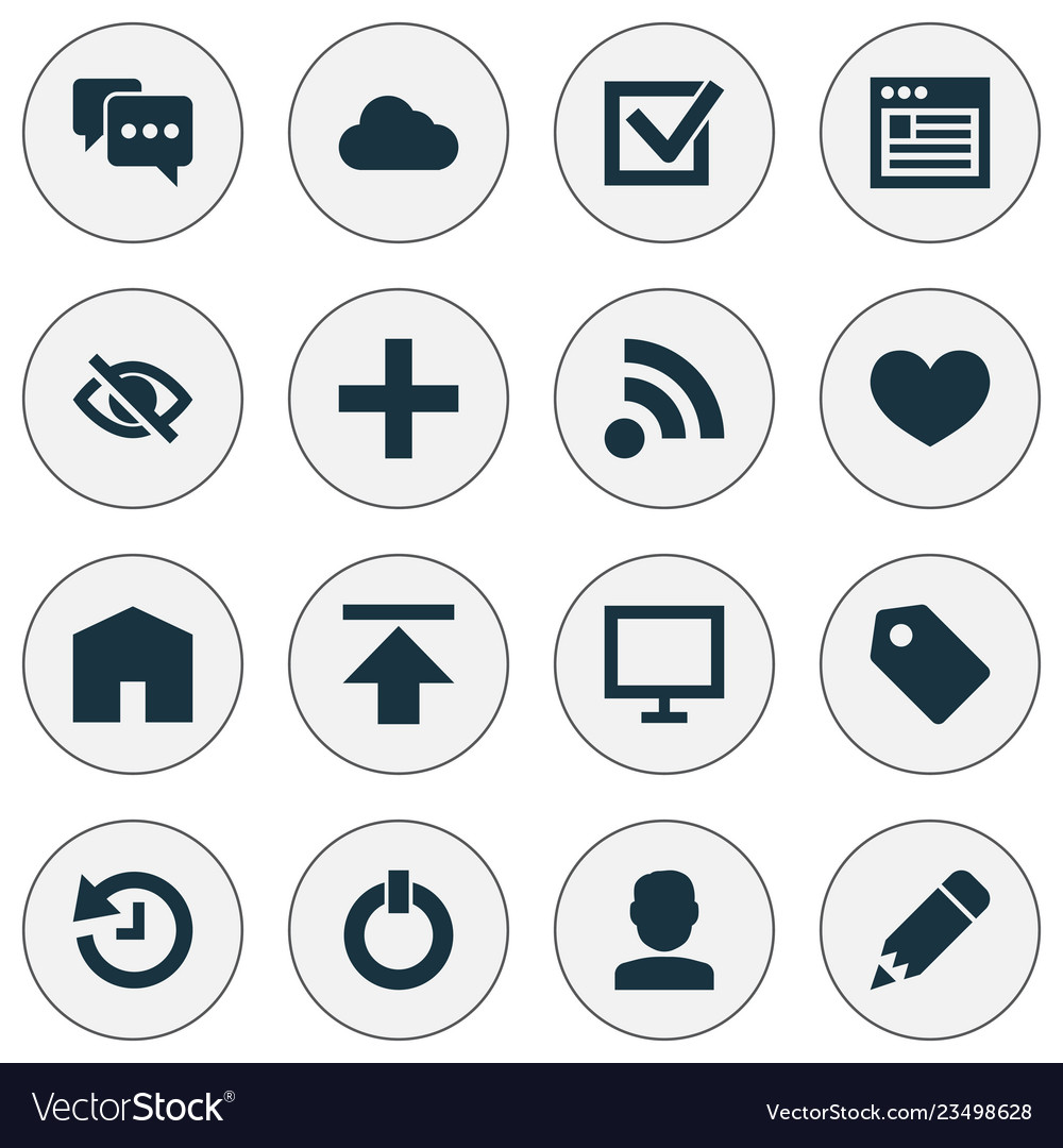 User icons set with browser edit power vector image User icons set with browser edit power