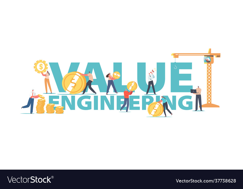 Value engineering concept engineers characters Vector Image Value engineering concept engineers characters