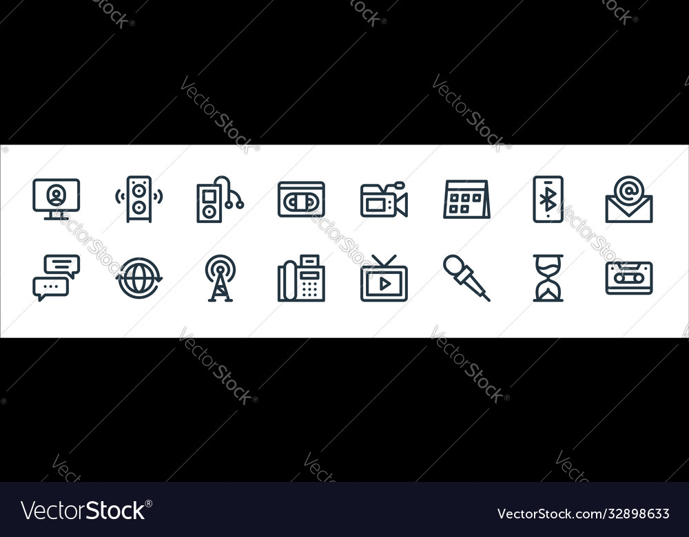 Communication and media line icons linear set Vector Image Communication and media line icons linear set