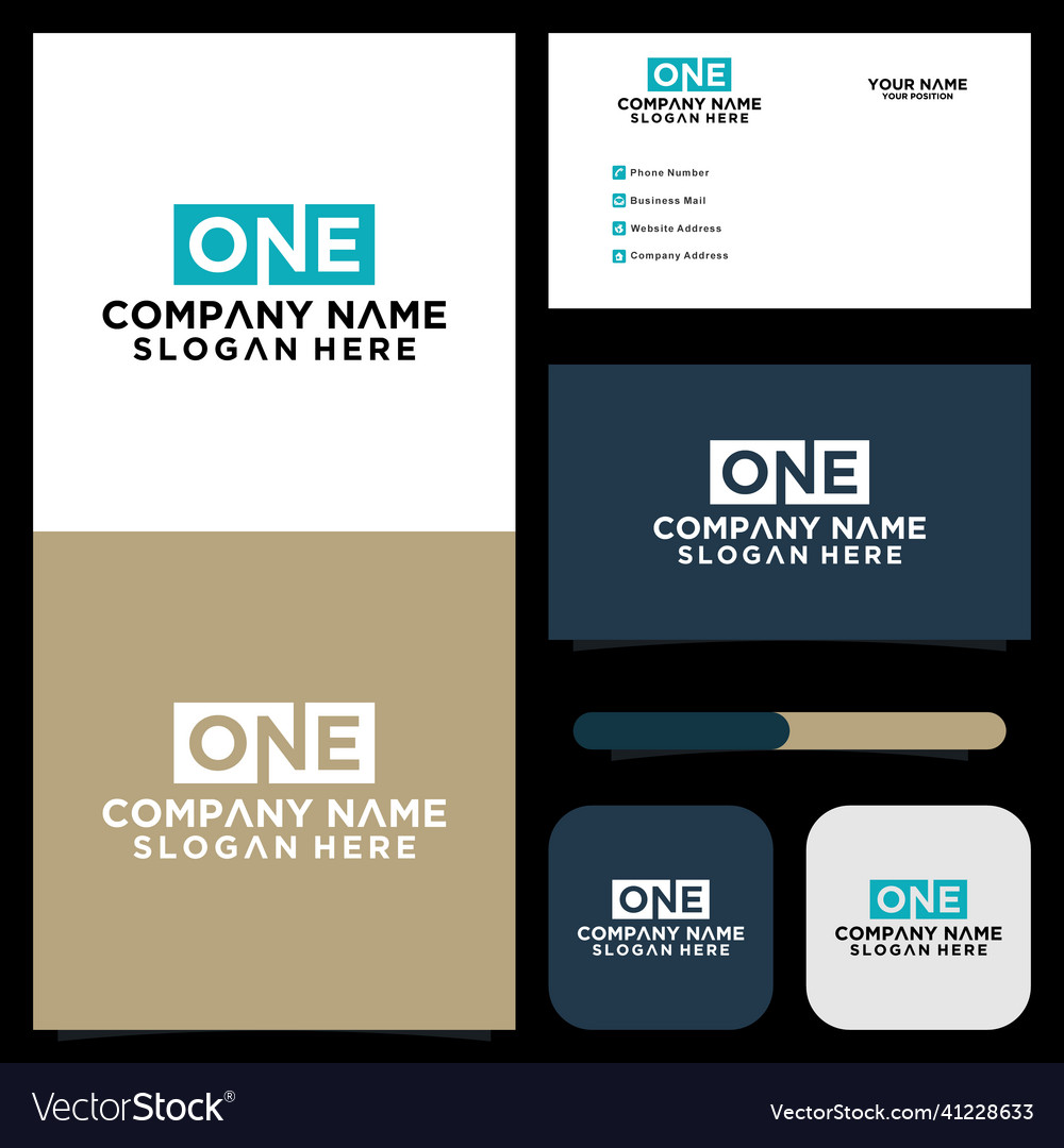 Creative one logo with words and number 1 icon