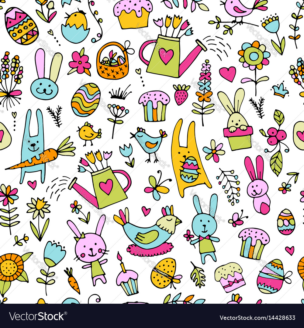 Cute Easter Seamless Pattern