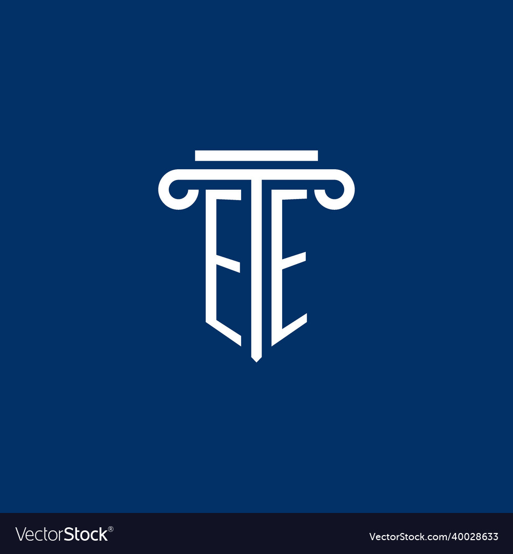 Ee initial logo monogram with simple pillar icon