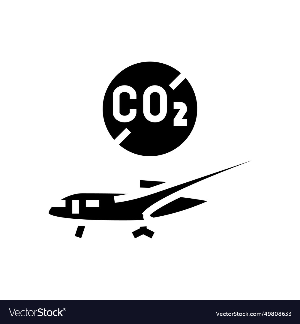 Emission free plane carbon glyph icon