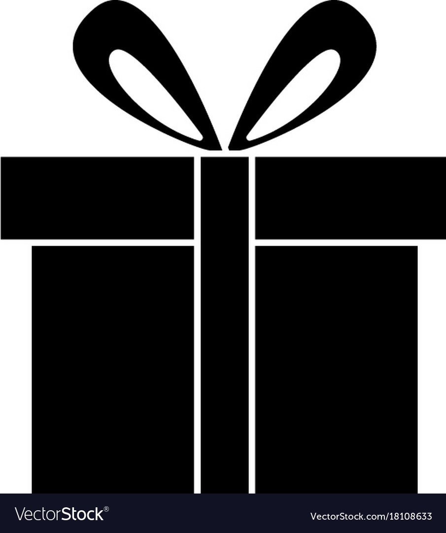 Download Gift box cute icon black Royalty Free Vector Image