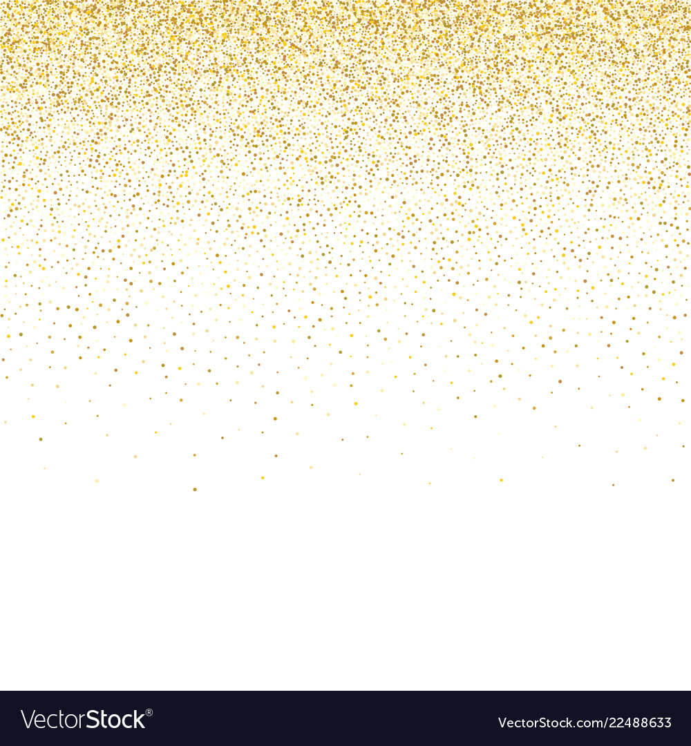 Golden small confetti on white background