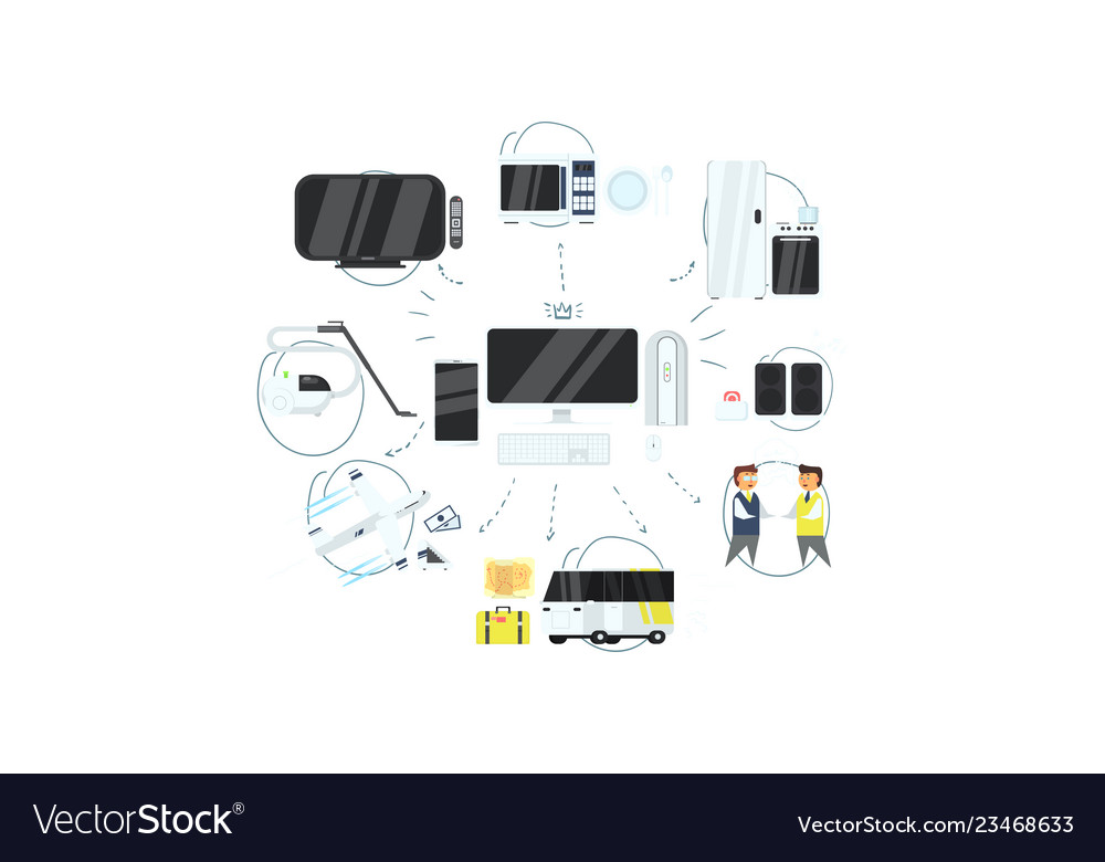 Iot online synchronization and connection via Vector Image Iot online synchronization and connection via