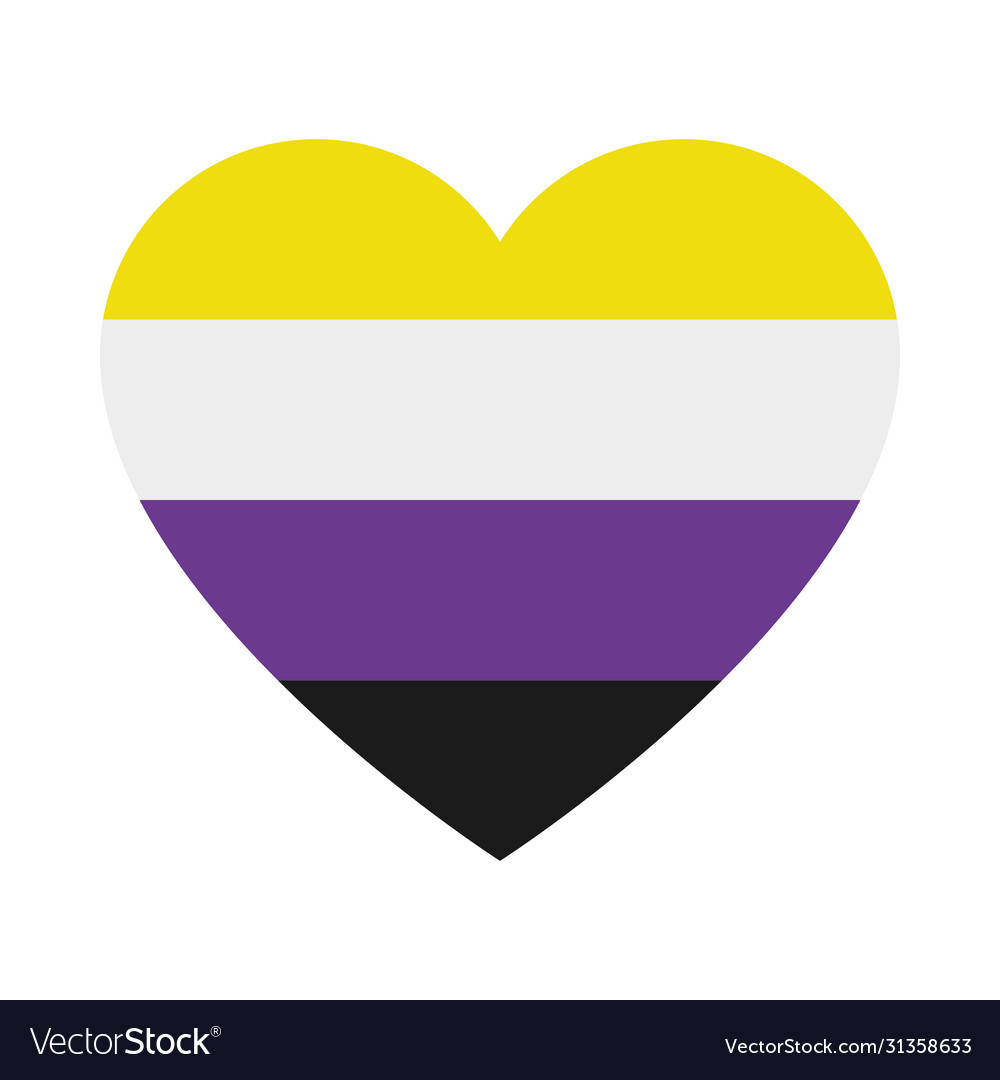 Non binary flag in heart shape flat style