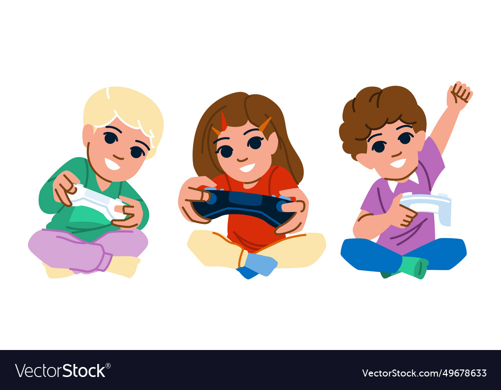 Play game console kid Royalty Free Vector Image