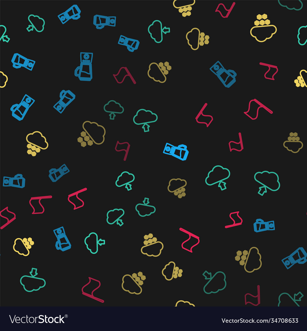 Set line blender cloud upload with snow and flag vector image Set line blender cloud upload with snow and flag