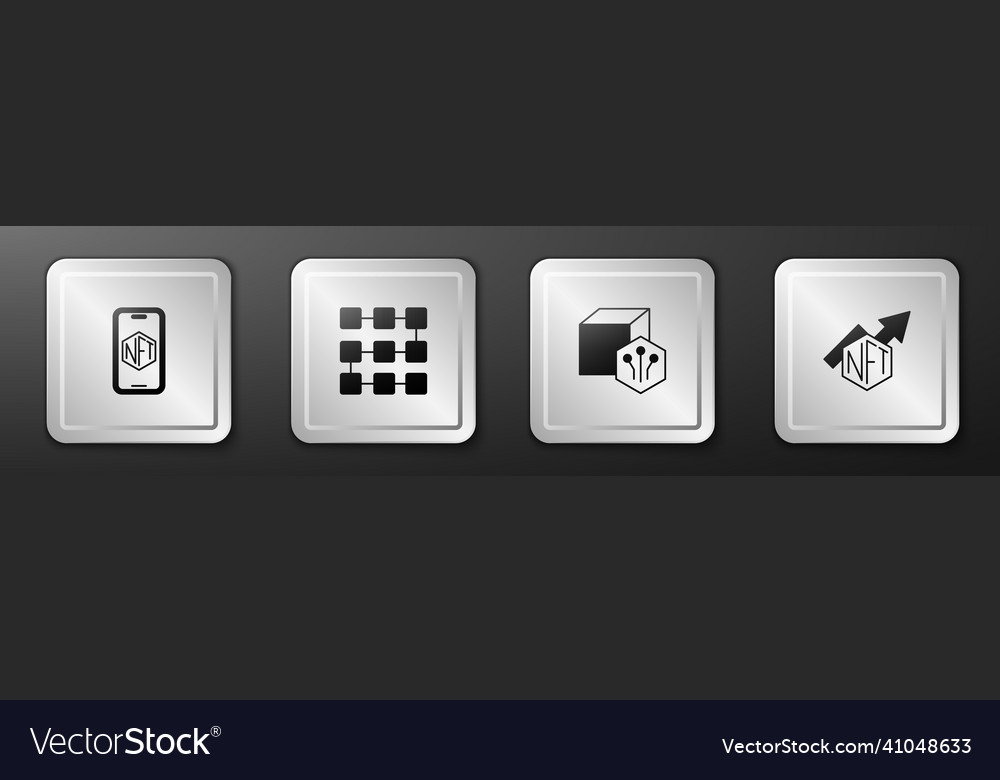 Set mobile with art store app nft blockchain vector image Set mobile with art store app nft blockchain