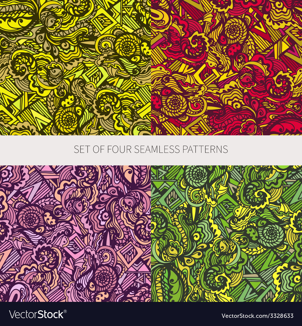 Set of four abstract seamless patterns