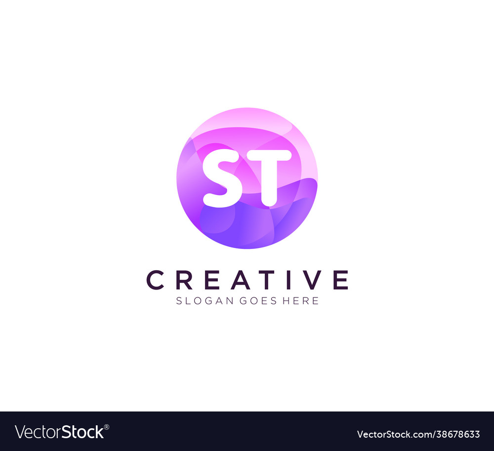 St initial logo with colorful circle template