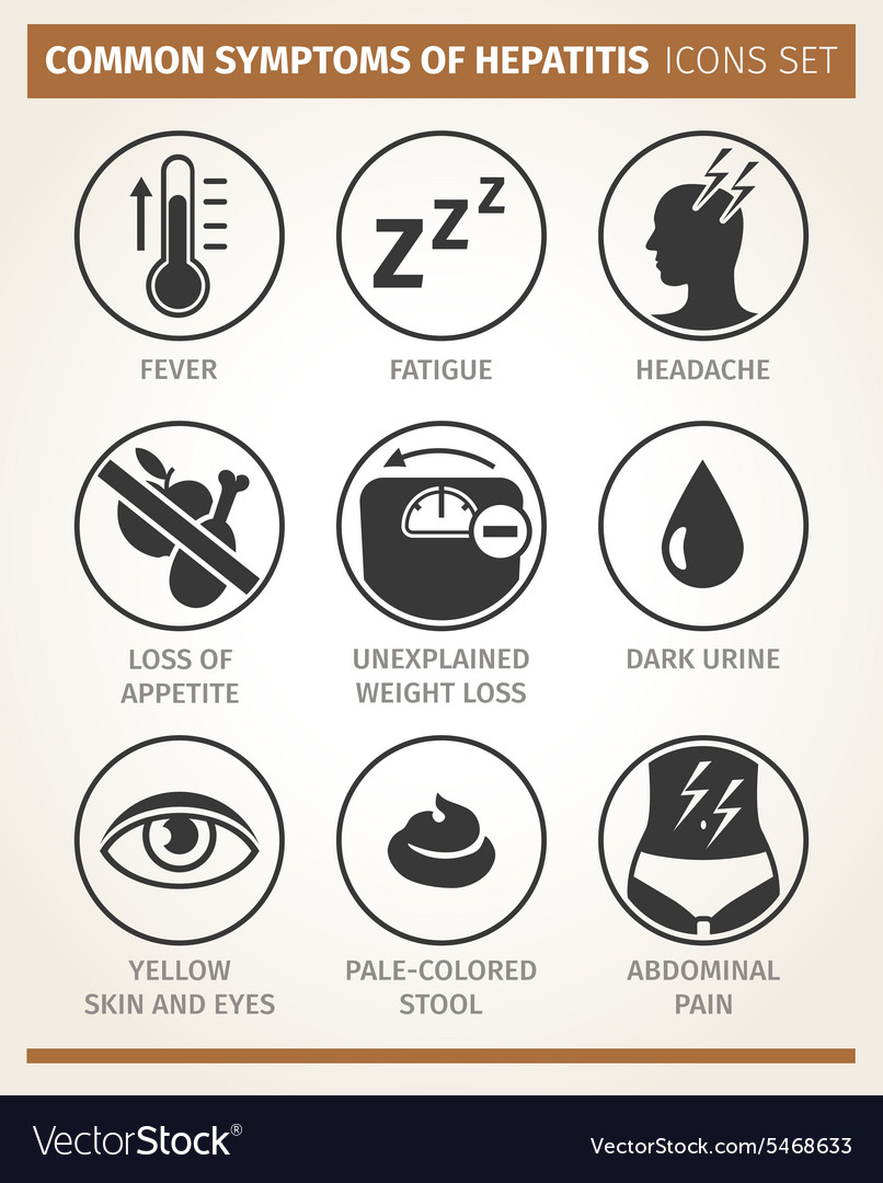 Symptoms Of Hepatitis Icon Set Royalty Free Vector Image