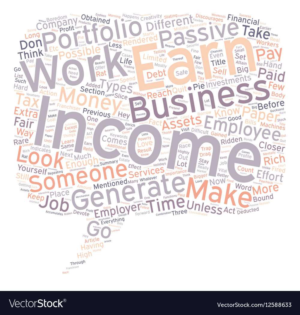 The Three Different Types Of Income You Must Know Vector Image