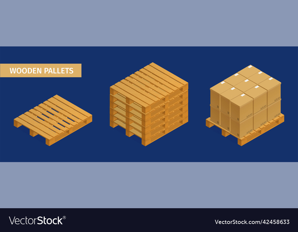 Wooden pallet composition Royalty Free Vector Image