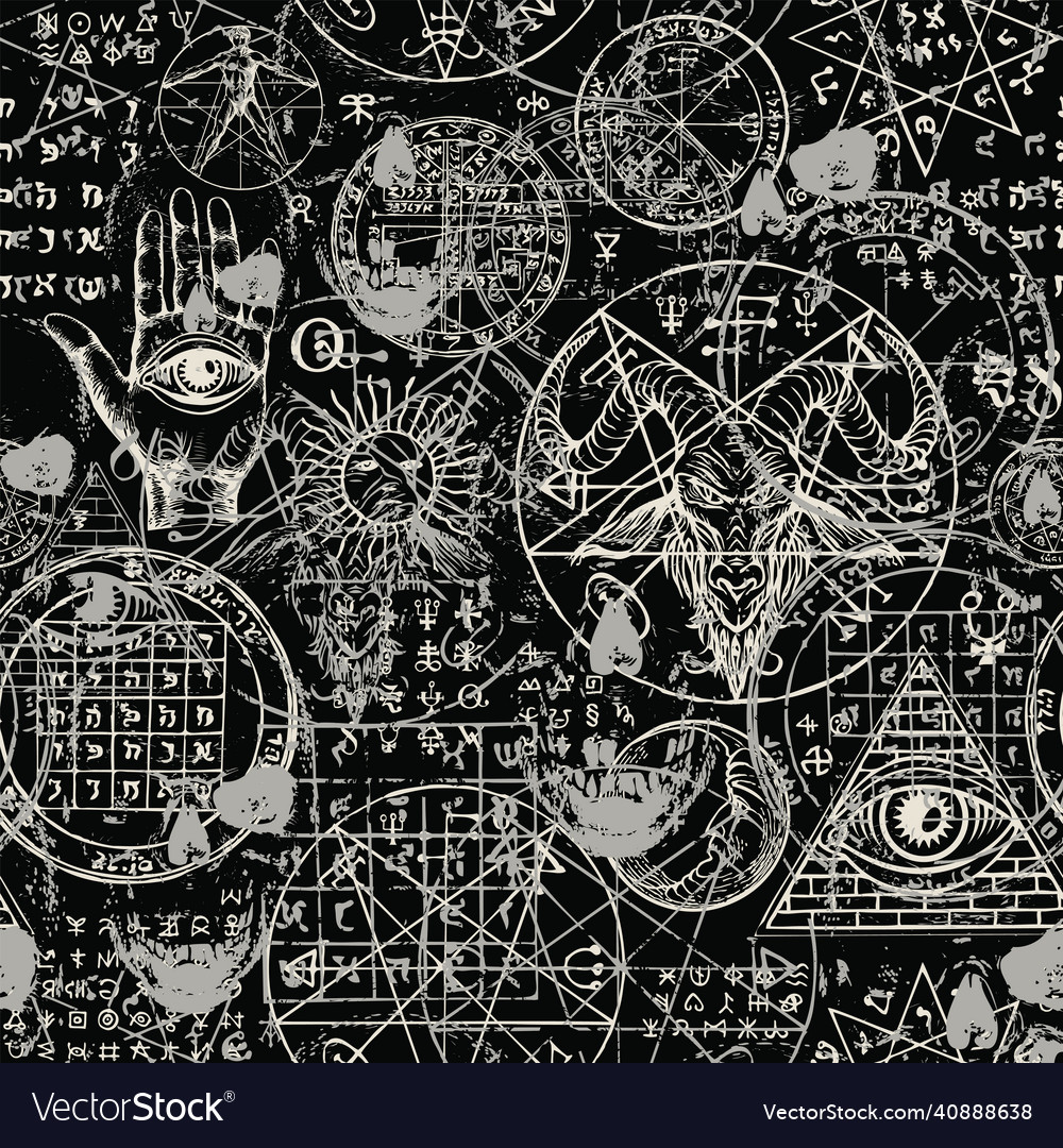 Abstract seamless pattern on the occult theme Vector Image