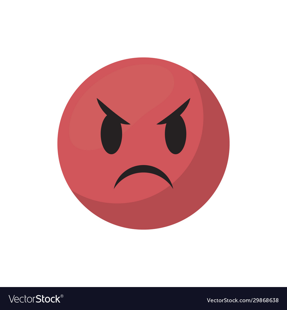 Angry Emoji Face Flat Style Icon Design Royalty Free Vector