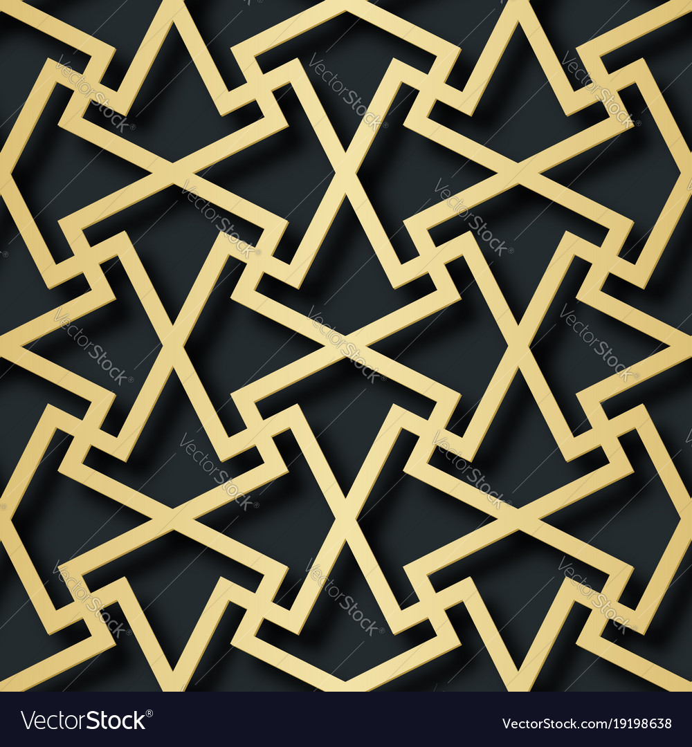Arabic seamless pattern with 3d effect