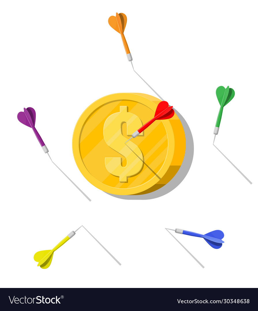 Dart arrow in coin target