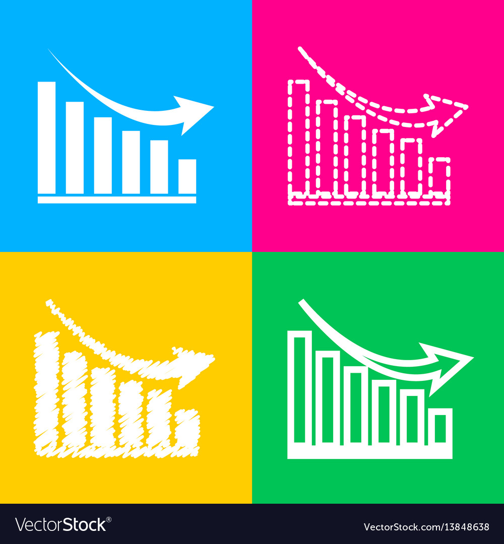 Declining graph sign four styles of icon