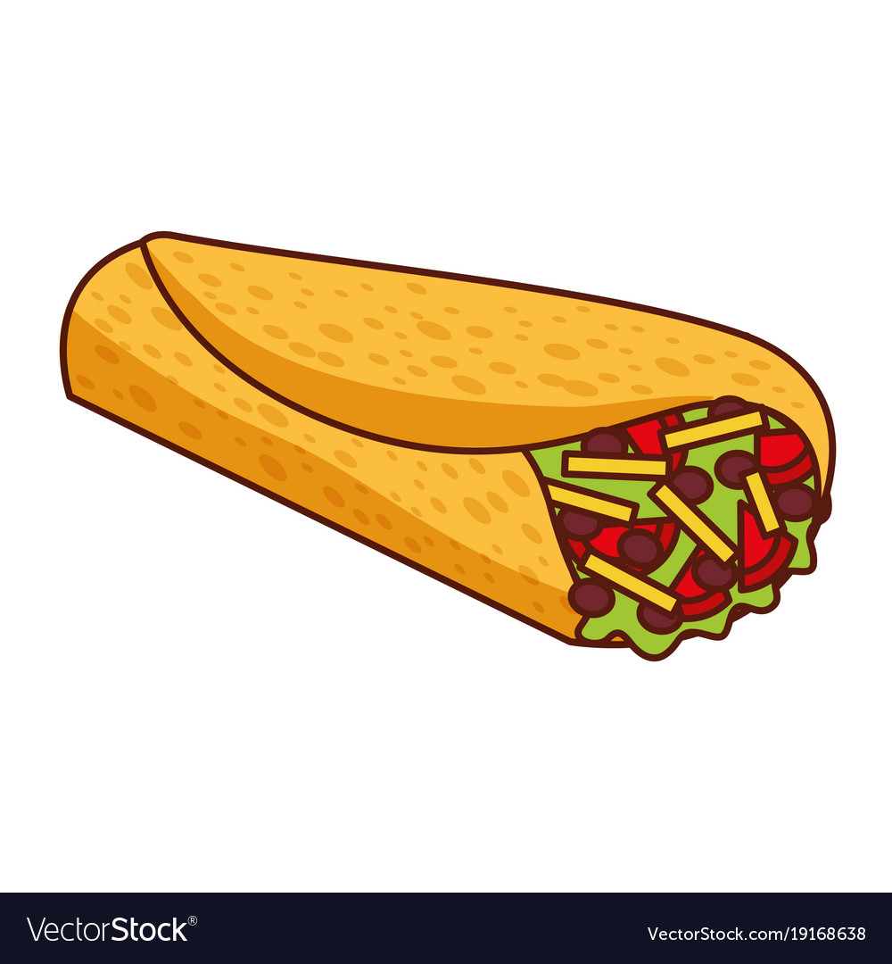 Delicious mexican food burrito Royalty Free Vector Image