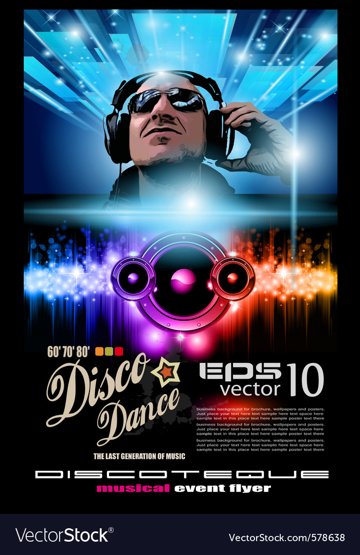 Disco music flyer Royalty Free Vector Image - VectorStock