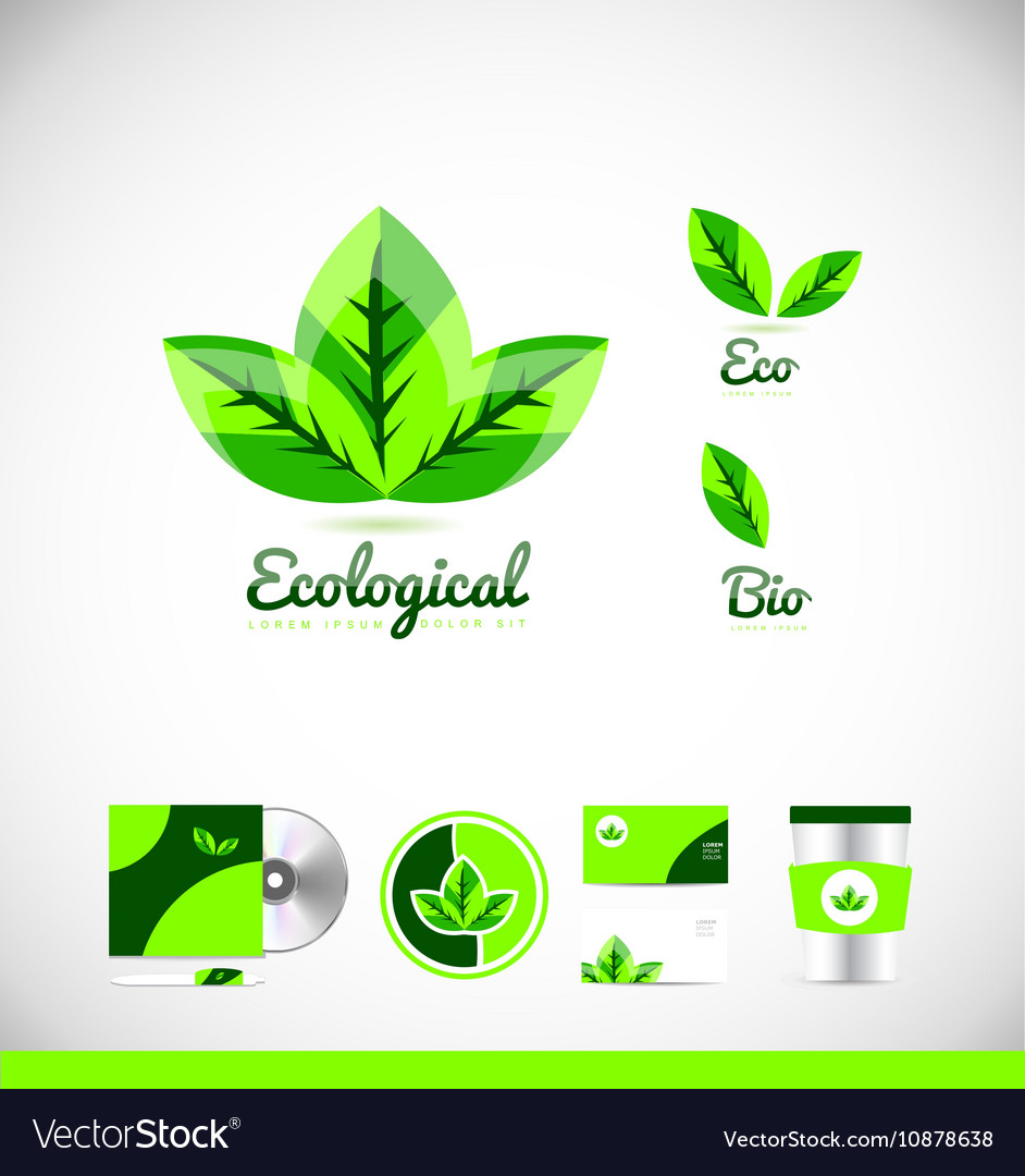 Ecological eco bio leaf green logo icon design