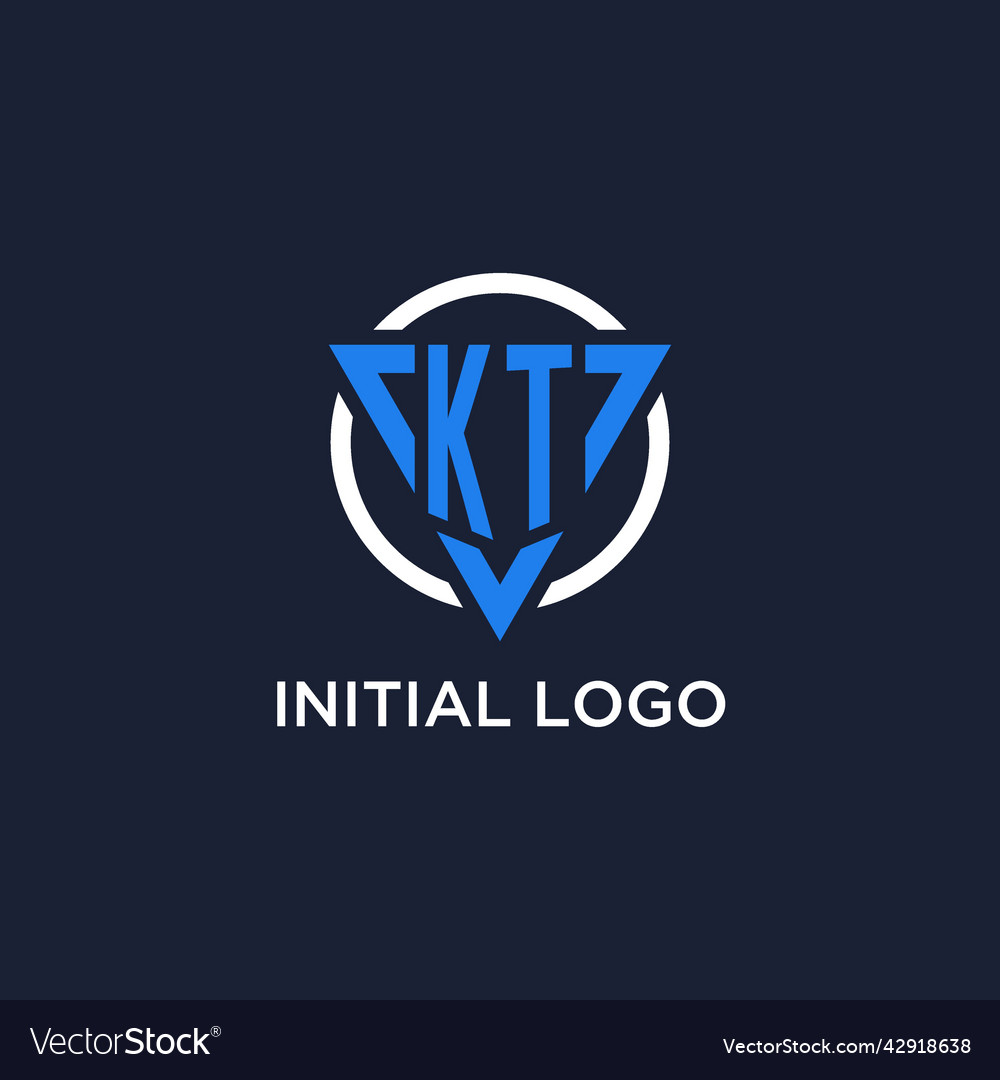 Kt monogram logo with triangle shape and circle